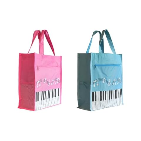 Farcaya Piano Keys Handbag Music Tote Bag Nylon Waterproof Storing Music Books for Music Piano Teacher Gifts (Light Blue +Pink) Cover