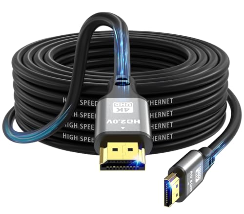 Jojobnj Câble HDMI 2.0 Haute Vitesse 10m - 4K@60Hz 18Gbps, Ultra HD, Ethernet, Audio Retour, HDR - Compatible Xbox, PS5/PS4, HDTV, Ordinateur Portable