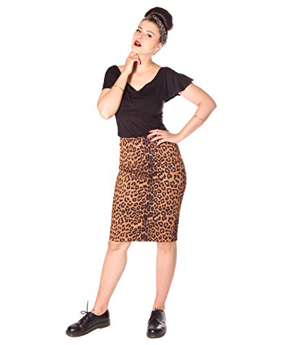 SugarShock Damen Bleistift Rock Alja Leo, Größe:XXL, Farbe:braun