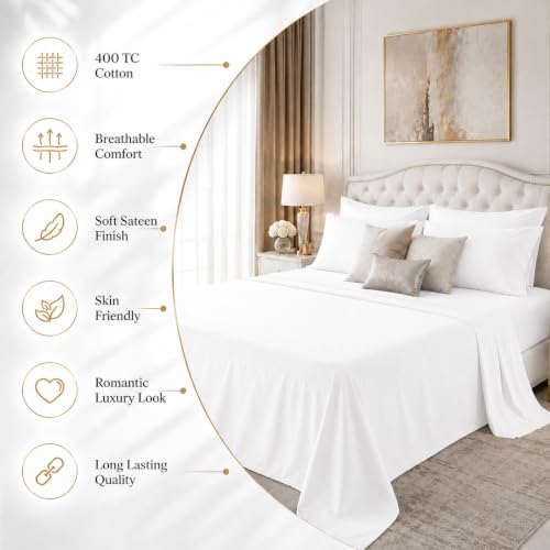 Image of LINENWALAS 100% Cotton 400 TC Large Standard Size Pillow Cover|Long Staple Imported Egyptian Cotton |Cloud-Soft, Breathable & Skin-Safe|Oeko-TEX Certified Bedding (20x30 inch, Set of 2, White)