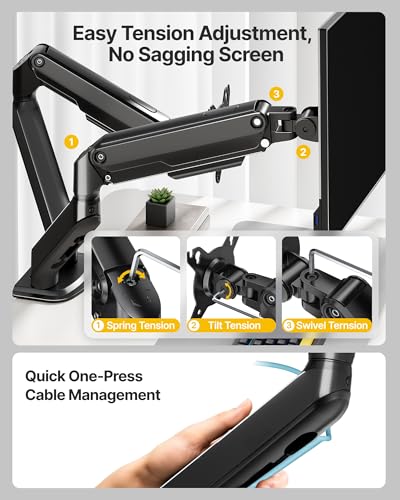 Image of monTEK Dual Monitor Stand for Desk, 17-32 Inch Mechanical Spring Dual Arm, Heavy Duty Steel Adjustable Monitor Mount, Full Motion VESA 75x75 /100x100, C-Clamp & Grommet, Holds Up to 20 lbs Each