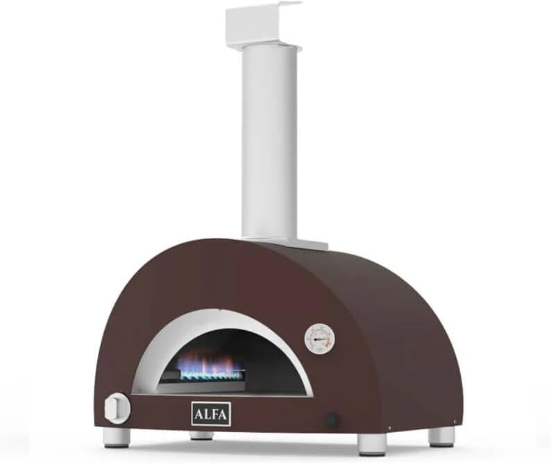 Alfa Moderno One Pizza Oven with natural gas flame visible inside
