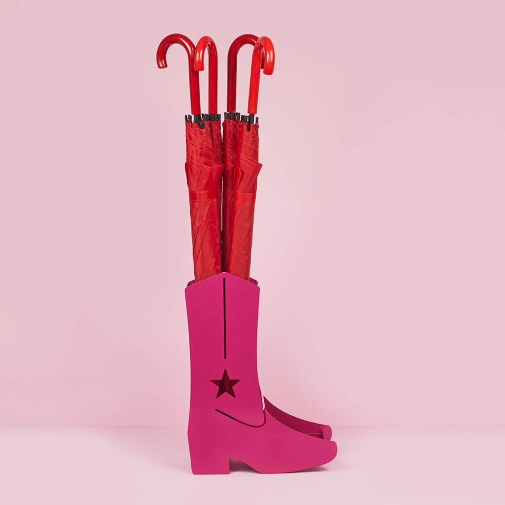 Balvi Porta ombrelli Country Boots Colore Rosa Facile circolazione dell'Aria e con vaschetta per la r