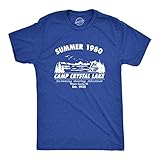Mens Summer 1980 Men Funny T Shirt Graphic Camping Vintage Cool 80s Novelty Tees (Heather Royal) - L