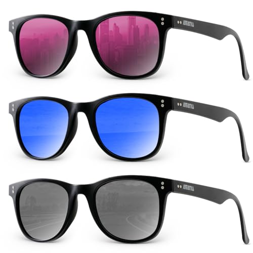 Image of Polarized Sunglasses for Men and Women Sunglasses Color Mirror Lens UV Protection for Driving Running Fishing(3 Pack)