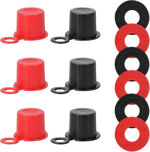 Battery Terminal Covers 6PCS Car Battery Top Post Cap with Shim Vehicle Battery Terminal Insulator Protector for Automotive RV and Boat