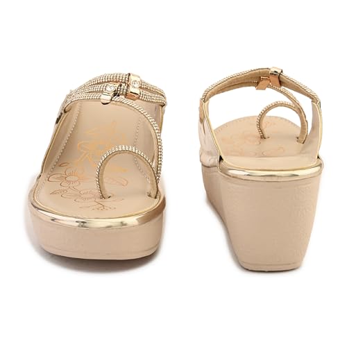 Image of Centrino Women's Wedge Heel Sandals | Stylish Slip-On Sandals for Ladies | Soft Cushioned Footbed for Comfort | Elegant & Trendy Design | Lightweight and Durable Fashion Footwear (9409)