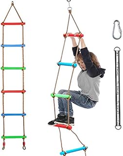 Xinlinke Climbing Rope Ladder Kids Tree Swing with Hanging Strap, Indoor and Outdoor Backyard Playground Play Swing Sets Climber Training Accessories Attachment