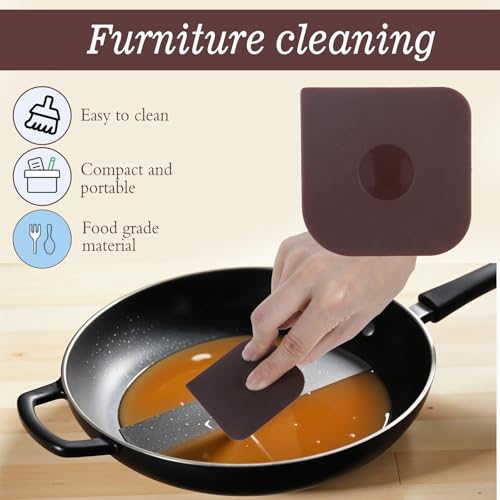 Image of 5 Pcs Plastic Pan Pot Scraper Food Pan Dish Scraper Tool Set Nylon Non-Scratch Polycarbonat Skillet Cleaner Sturdy Kitchen Tool For Pots And Pans