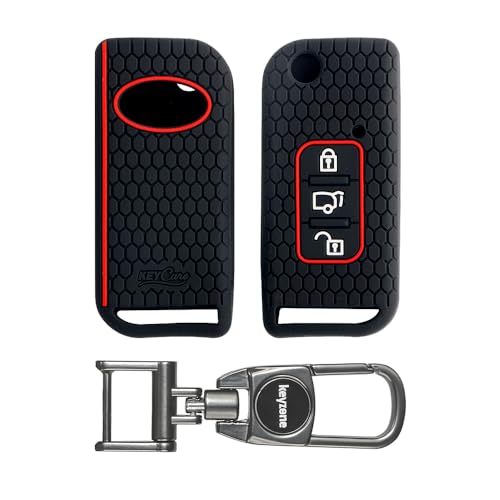 Image of Keycare Silicone Key Cover Compatible for XUV500 flip Key (Black with MAH Key Holder)