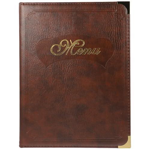 Porte-menu A4 en cuir marron idéal sur les tables de bars et bistrots