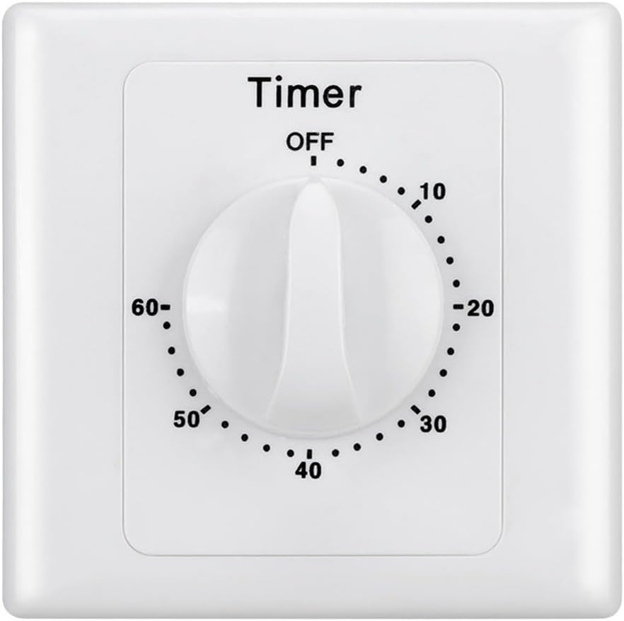 Mechanical and Electronic Timer Switch with Countdown Control and Wall Socket Panel for Home Appliances Water Pumps Heaters Fans AC100-240V High Accuracy 15A W(60 minutes)
