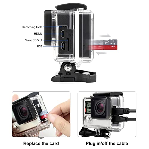 Soonsun Side Open Protective Skeleton Housing Case For Gopro Hero 4 Black, Hero 4 Silver, Hero 3+, Hero 3 Cameras – Lcd Screen Touchable And Charging Without Removing The Housing Case #TOP1