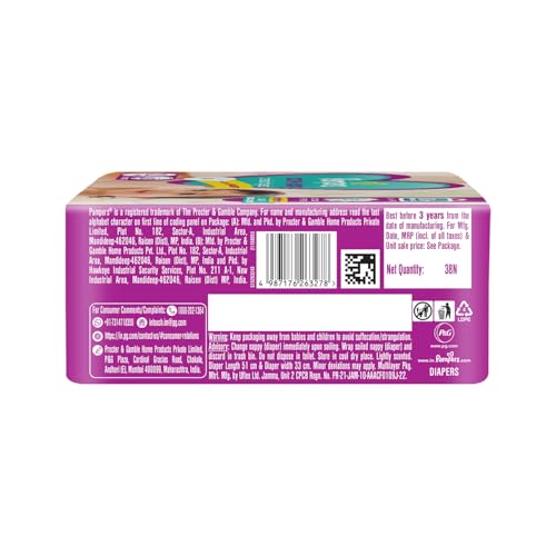 Image of Pampers Active Baby Taped Diapers, Extra Large size diapers, (XL) 38 count, taped style custom fit