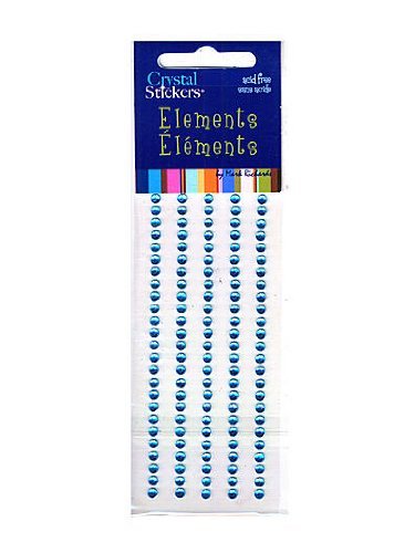 Mark Richards Elements Crystal Stickers 2525 Self-Adhesive 120-Piece Round Rhinestones Crystal Sticker Strips, 3mm, Turquoise