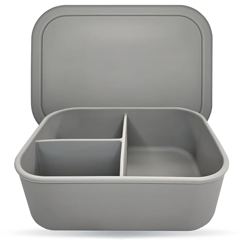 Lunch Box 1300ml, Silicone Leakproof Bento Box for Kids and Adults, Food Container with 3 Compartments, BPA Free, Microwave and Dishwasher Safe Meal Prep Container Lunch Box 1300ml, Silicone Leakproof Bento Box for Kids and Adults, Food Container with 3 Compartments, BPA Free, Microwave and Dishwasher Safe Meal Prep Container