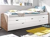 möbelando Bett Einzelbett Jugendbett Futonbett Bettgestell Tandemliege Georgina I Sonoma-Eiche/Weiß