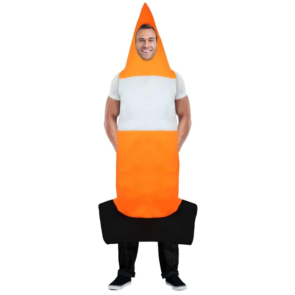 Adult Novelty Traffic Cone Bodysuit Fancy Dress Costume|Unleash the Fun at Stag Parties and Fancy Dress Events with this Hilarious and Versatile Outfit|