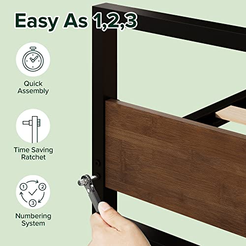 ZINUS Suzanne Bamboo and Metal Platform Bed Frame with Footboard / Wood Slat Support / No Box Spring Needed / Easy Assembly, Queen