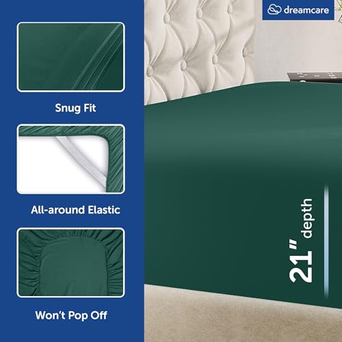 Image of DREAMCARE Queen Sheets - 6 pcs Breathable Cooling Sheets Queen - up to 21 inch