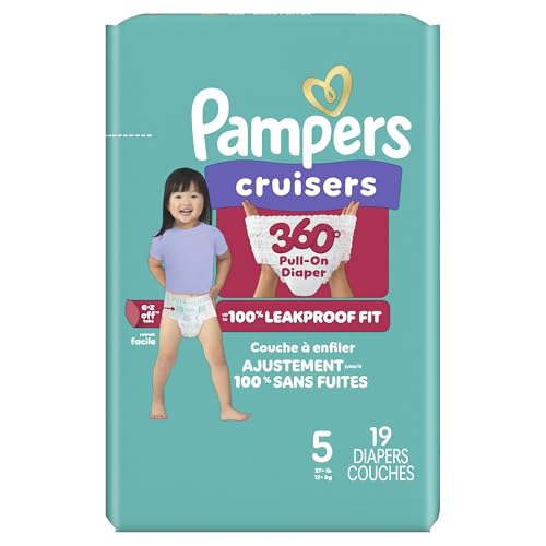 Image of Pampers Diapers - Cruisers 360 - Size 5, 19 Count, Babyproof up to 100% Leakproof Pull-On Diaper (Packaging May Vary)