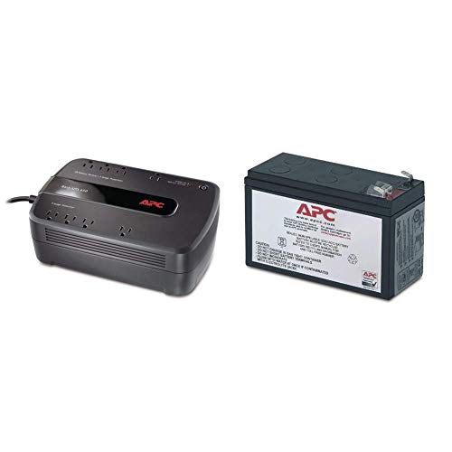APC UPS Battery Backup & Surge Protector, 650VA, APC Back-UPS (BE650G1) Bundle with APC UPS Battery Replacement for APC Back-UPS Models BE350G (RBC35)