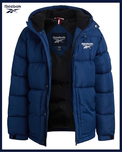Image of Reebok Boys Heavyweight Puffer Jacket, Wind & Water Resistant Hooded Coat