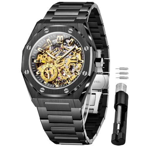 Image of OLEVS Automatic Mens Watch Self Winding Stainless Steel Gold Watch for Men