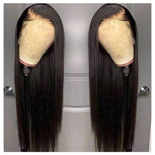 ANDRIA Lace Front Wigs Straight Hair Glueless Lace Wigs Synthetic Long Silk Straight Natural Wig Heat Resistant Fiber Natural Black Hair Wig With Baby Hair For Black Women 24 Inches