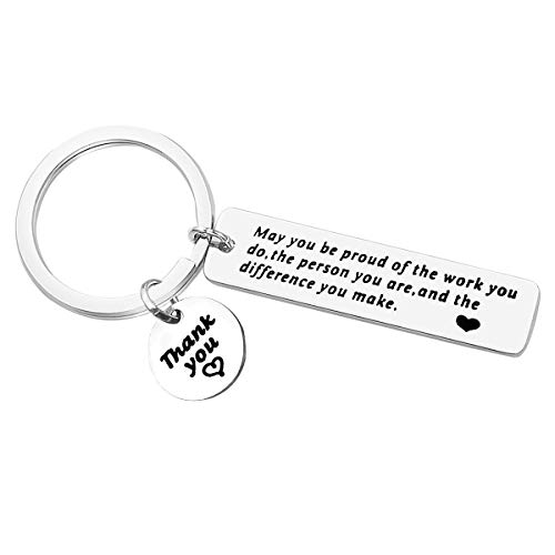 Appreciation Gift Keychain for Teacher Coach Mentor ,Thank You Gift Inspirational Personalized Positive Jewelry You Make a Difference Keyring for Volunteer Employee Social Worker Jewelry