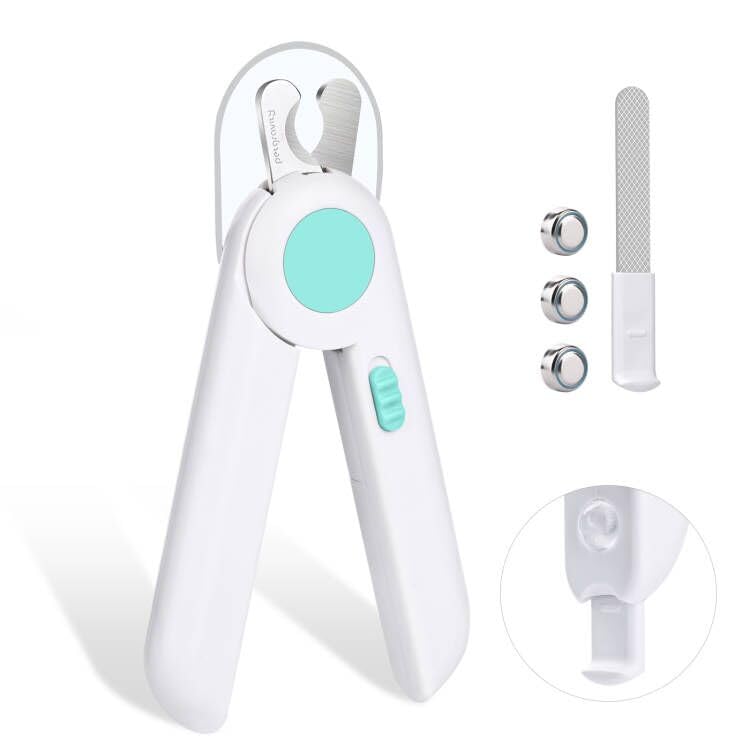 Adiwo Nagelknipser mit Led-Licht für Hunde Katzen, 2-in-1 Krallenschere und Hundenagelschleifer mit Nagelfeile und Spritzfest Schutzvorrichtung für Hunde Katzen Kaninchen und Weitere Haustiere, Blau