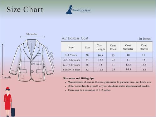 Image of BookMyCostume Airline Air Hostess Kids Fancy Dress Costume for Girls - Red 3-4 years