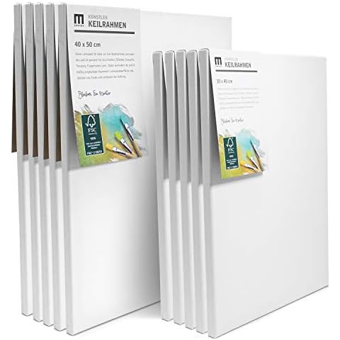 10er Set Künstler Leinwand zum Bemalen Canvas Leinwand aus 100% Baumwolle, umlaufend aufgespannt auf FSC® Holz-Keilrahmen Cover