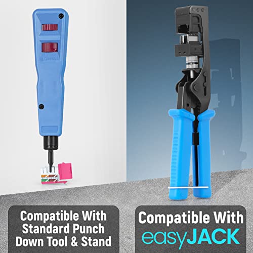 Image of Everest 90 Degree RJ45 Cat6 Keystone Jacks Slim Profile 50-Pack Pink | Compatible with 90 Angled Speed Termination Tool - easyJACK (B094WB91H3)