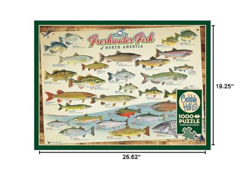 Rompecabezas Cobble Hill 1000 piezas - Peces de agua dulce de Norteamérica - Póster de muestra incluido miniatura 6