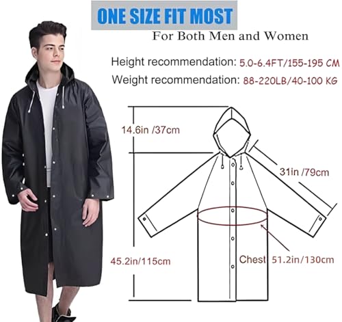 SHOCHX 2 Stück Regenjacken Wiederverwendbar Regenponcho, Unisex Eva Regenmantel Poncho Regenbekleidung Regenschutz Regen Zubehör für Wandern Camping Radfahren Reisen