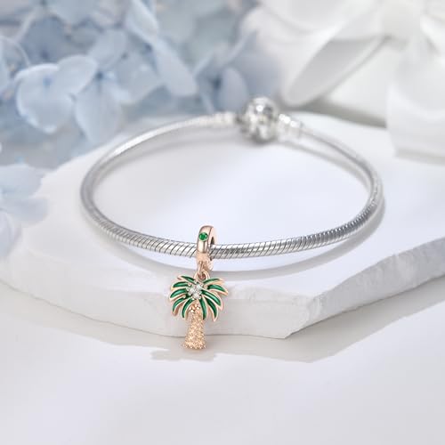 JIAYIQI Sparkling Palm Tree Charm, Rose Gold Bead for Pandora Bracelet by JIAYIQI - Used condition - Image 2
