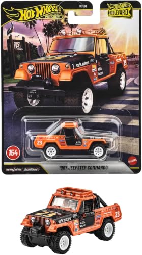 Image of Hot Wheels 1967 Jeepster Commando Boulevard Vehicle, 1 Premium 1:64 Scale Sports Car, Full Metal Body Construction & Real Riders Tires, Toy for Collectors & Car Enthusiasts