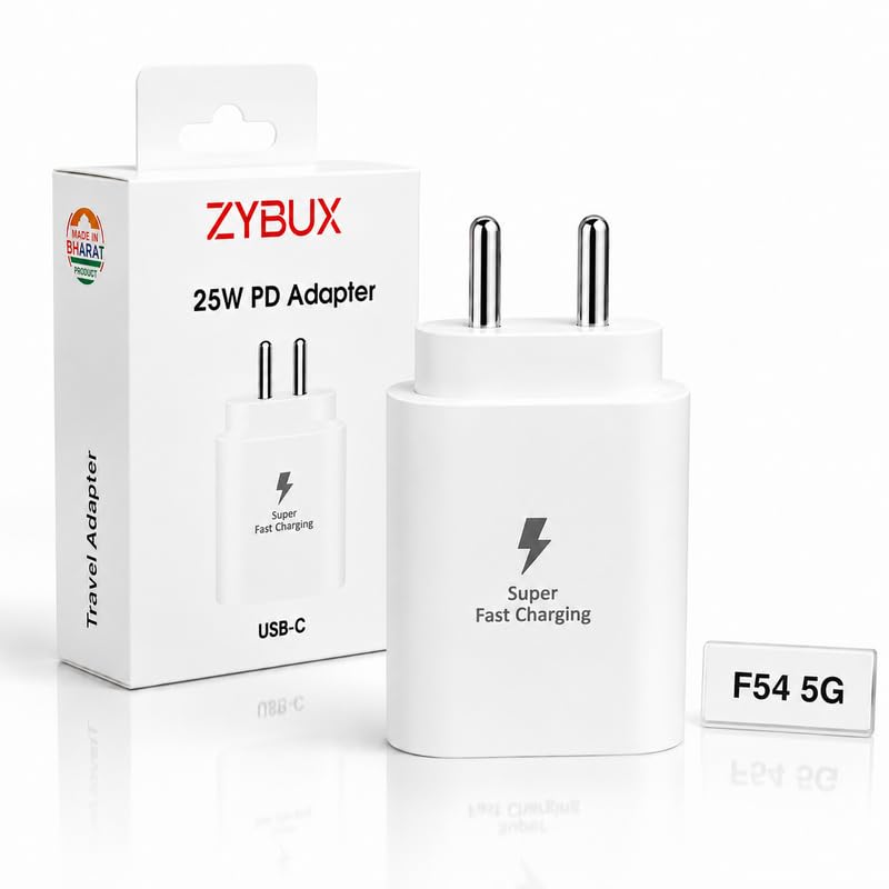 Image of 25W PD Type C Super-Fast Charger Adapter Compatible with Samsung Galaxy F54|A56|A27|A14 |A35|A56|A57|M14|M17e|M35|M56|M57|M47|F15|F17|F35|F56 25Watt Fast Travel Charging Block, White