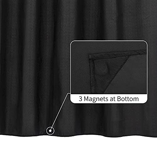 Image of ALYVIA SPRING Extra Long Waterproof Fabric Shower Curtain Liner Black 72x84