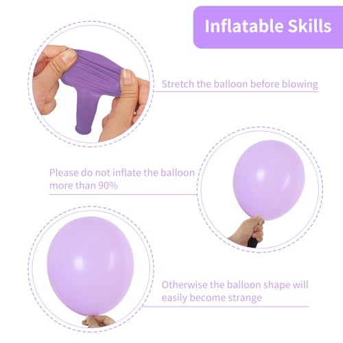 image for RUBFAC 129pcs Pastel Purple Balloon Arch Kit Different Sizes 18 12 10 