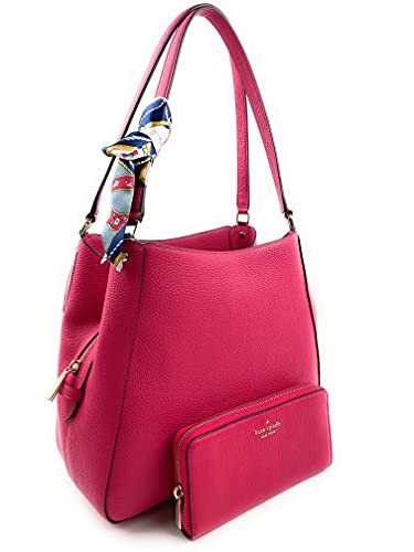 Kate Spade Leila Medium Triple Compartment Shoulder Bag With Matching Large Continental Wallet (Bright rose)