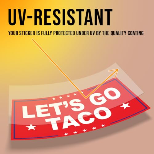 Image of Subtle Let's Go Taco Bumper Sticker Anti Funny Leftist Feminist Social Justice Human Rights Red Vinyl Decal for Car Truck, Waterproof UV-Resistant 7.5x3.75in