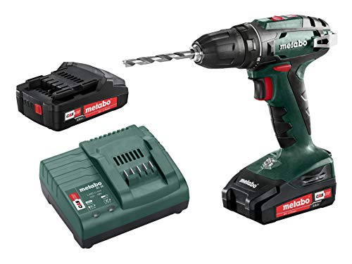 metabo bs 18 set (602207880) perceuse / visseuse sans fil,18v 2x2ah li power ; chargeur sc 30 (220 240 v / 50 60 hz) ; mallette de transport en plastique ; station de travail mobile.