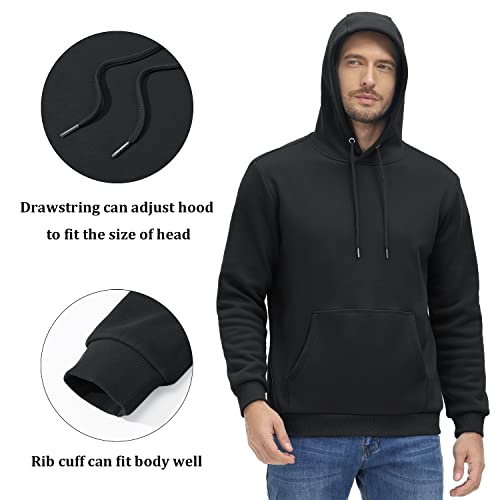Tacvasen Men's Casual Fleece Hoodie Fashion Athletic-Fit Cycling Workout Fleece Hooded Sweatshirt Black, L #TOP4