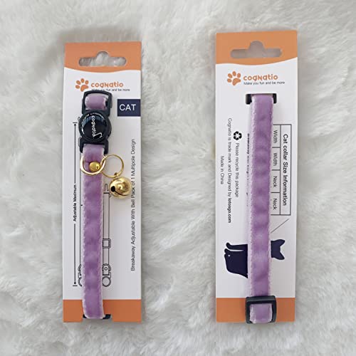 Image of Cognatio Safety Quick Release Cat Collars,Double Velvet with Bell Available in a Range Colors ,Perfect for Your Kitty, Adjustable 20-30 cm