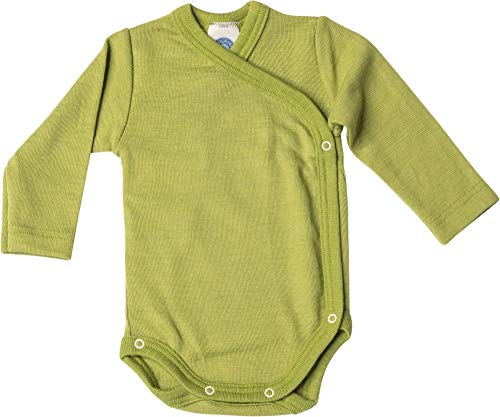 Cosilana Baby Wickelbody aus 70% Wolle und 30% Seide kbT (50-56, Grün)