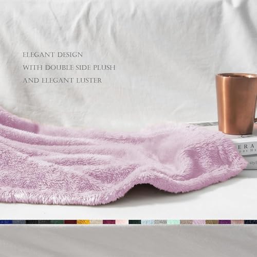 Image of Exclusivo Mezcla Plush Fuzzy Fleece Throw Blanket Extra Large, Super Soft, Fluffy and Warm Blankets for Couch, Bed, All Season (Light Purple, 50x70 inches)