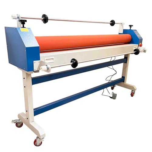 BEILOCKERY 51in(1300mm) 110V Electric/Manual Cold Laminating Machine with Film Release Rod, Adjustable Speed Laminator with Foot Pedal, Soft Rubber Roller, for Cold Mounting Photos