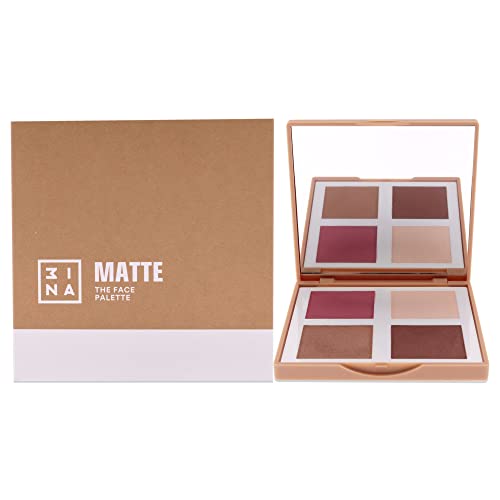 3INA MAKEUP - Vegan - The Matte Face Palette - Multicolore - Palette Contouring Viso - 4 Colori Matte - Altamente Pigmentati - Opaca - Texture Leggera - Specchio - Cruelty Free